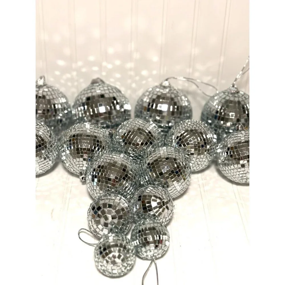 15Pcs Glass Mirror Disco Balls Christmas Tree Ornament Decoration Mix Sizes - Picture 2 of 8